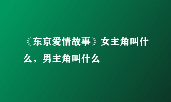《东京爱情故事》女主角叫什么，男主角叫什么