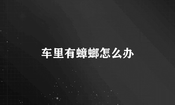 车里有蟑螂怎么办