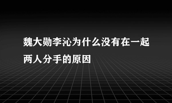 魏大勋李沁为什么没有在一起两人分手的原因
