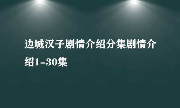 边城汉子剧情介绍分集剧情介绍1-30集