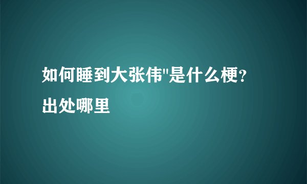 如何睡到大张伟