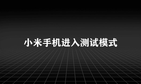小米手机进入测试模式