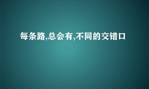 每条路,总会有,不同的交错口
