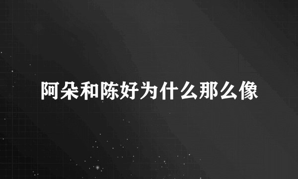 阿朵和陈好为什么那么像