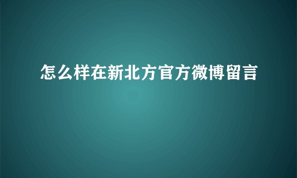 怎么样在新北方官方微博留言