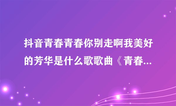 抖音青春青春你别走啊我美好的芳华是什么歌歌曲《青春已打烊》演唱者及歌词介绍