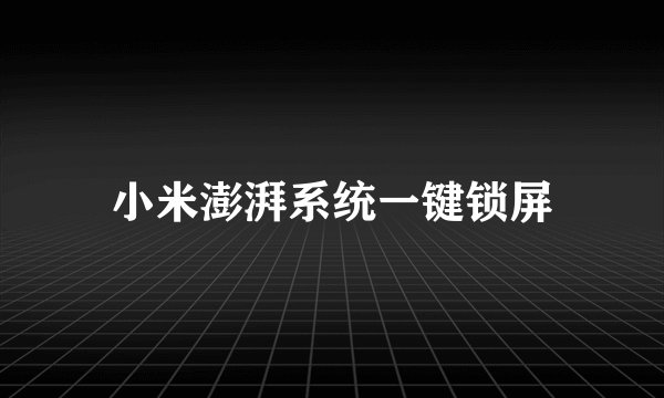 小米澎湃系统一键锁屏