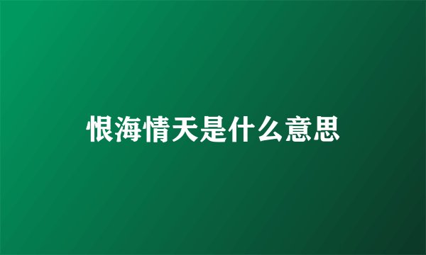 恨海情天是什么意思