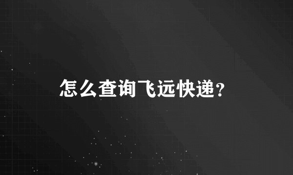 怎么查询飞远快递？