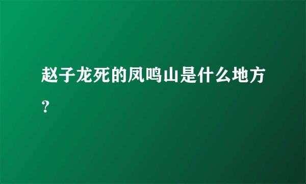 赵子龙死的凤鸣山是什么地方？