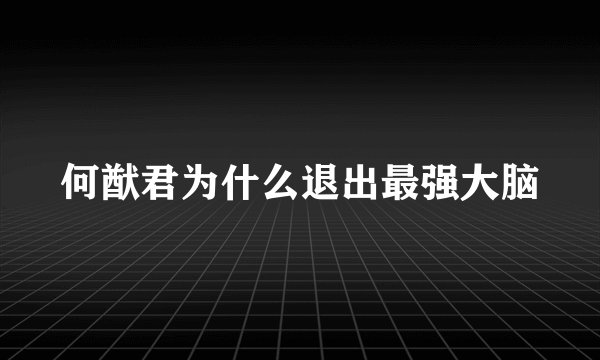 何猷君为什么退出最强大脑