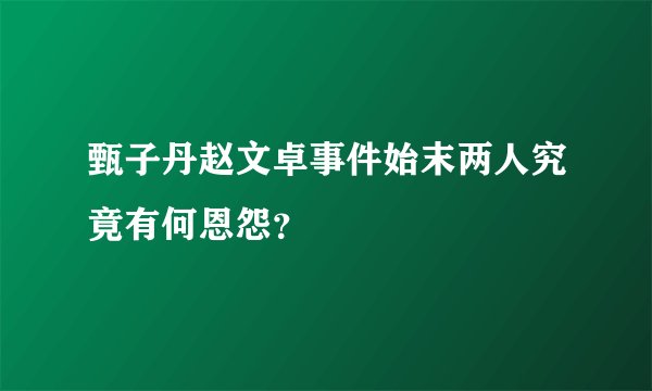 甄子丹赵文卓事件始末两人究竟有何恩怨？