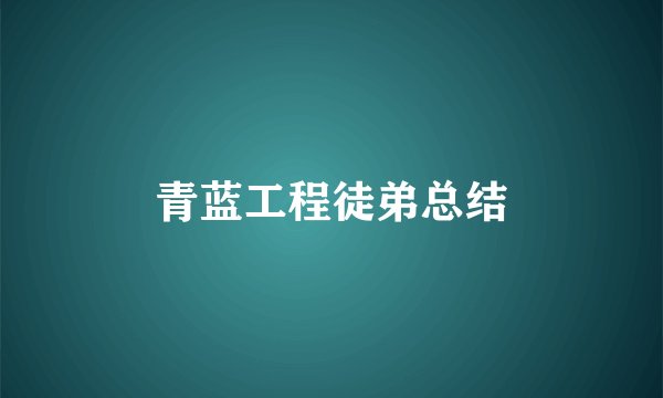 青蓝工程徒弟总结