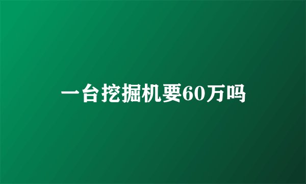 一台挖掘机要60万吗