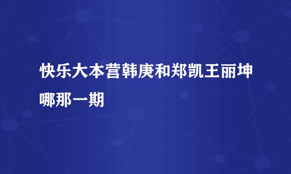 快乐大本营韩庚和郑凯王丽坤哪那一期
