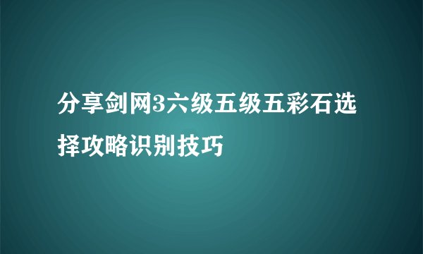 分享剑网3六级五级五彩石选择攻略识别技巧