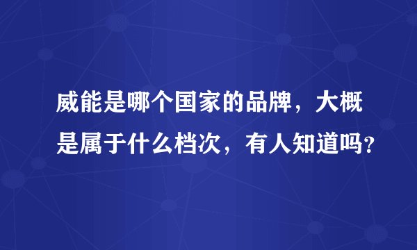 威能是哪个国家的品牌，大概是属于什么档次，有人知道吗？
