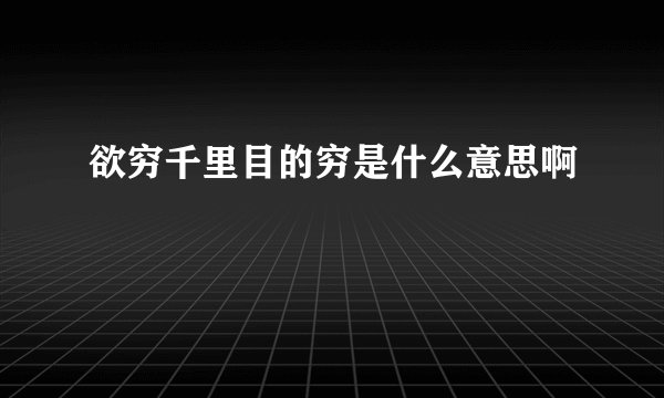 欲穷千里目的穷是什么意思啊