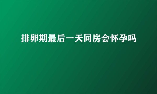 排卵期最后一天同房会怀孕吗