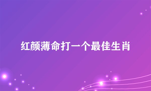 红颜薄命打一个最佳生肖