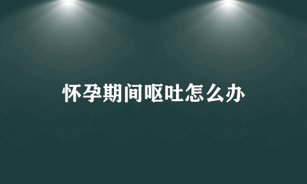怀孕期间呕吐怎么办