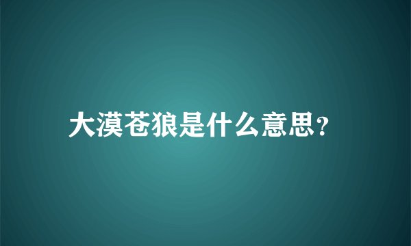 大漠苍狼是什么意思？