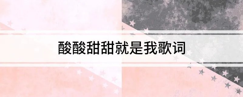 酸酸甜甜就是我歌词