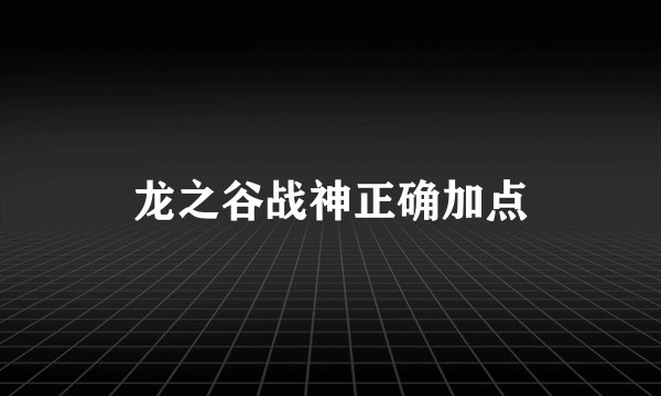 龙之谷战神正确加点