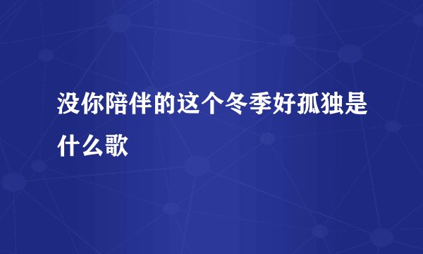 没你陪伴的这个冬季好孤独是什么歌