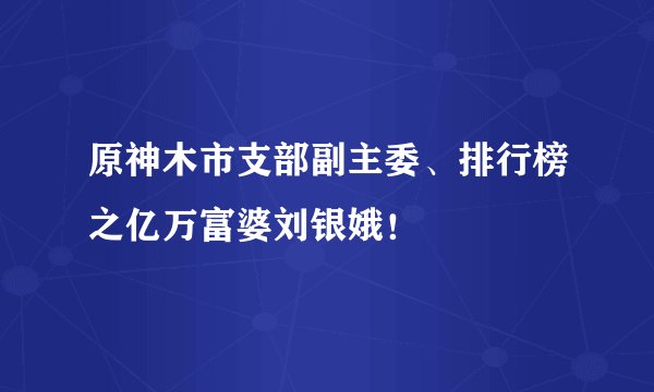 原神木市支部副主委、排行榜之亿万富婆刘银娥！