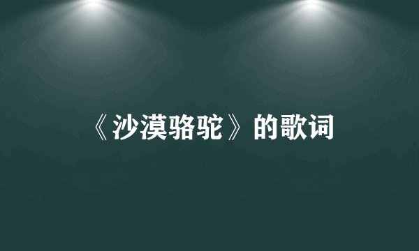 《沙漠骆驼》的歌词