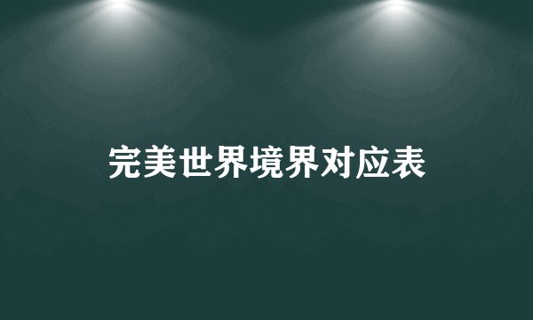 完美世界境界对应表