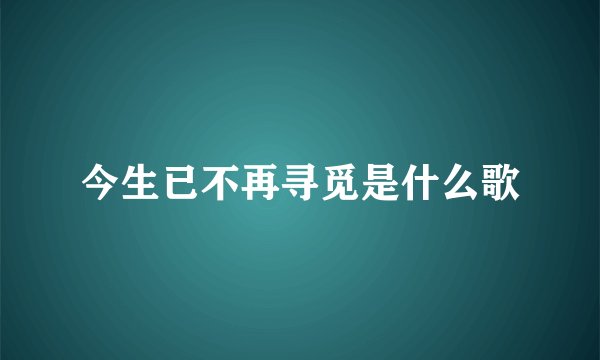 今生已不再寻觅是什么歌