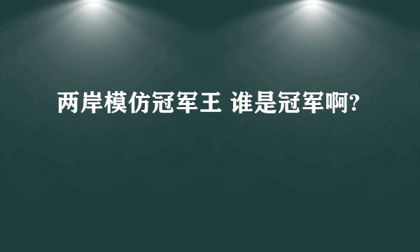 两岸模仿冠军王 谁是冠军啊?