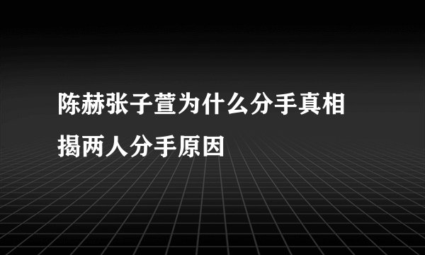 陈赫张子萱为什么分手真相 揭两人分手原因