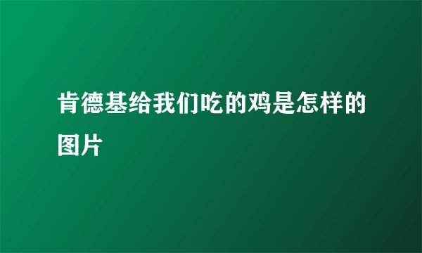 肯德基给我们吃的鸡是怎样的图片