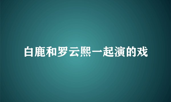 白鹿和罗云熙一起演的戏