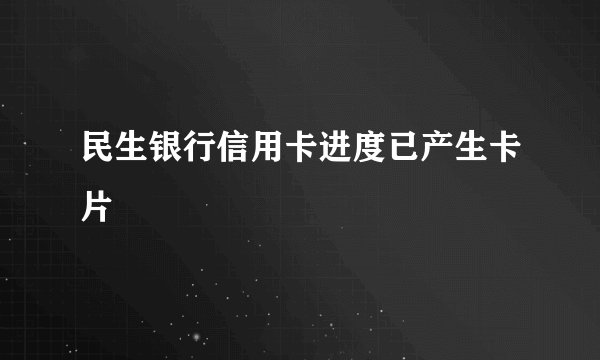 民生银行信用卡进度已产生卡片
