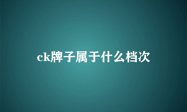 ck牌子属于什么档次
