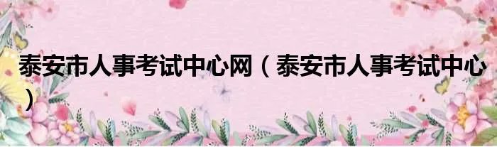 泰安市人事考试中心网（泰安市人事考试中心）