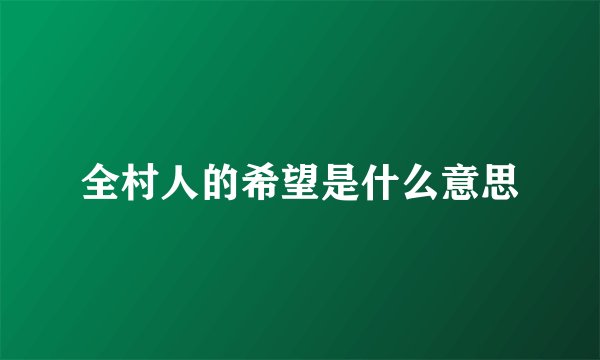 全村人的希望是什么意思