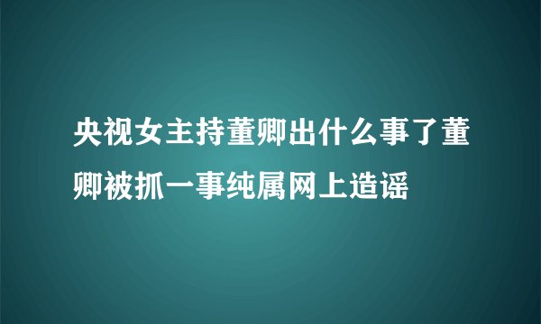 央视女主持董卿出什么事了董卿被抓一事纯属网上造谣