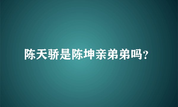 陈天骄是陈坤亲弟弟吗？