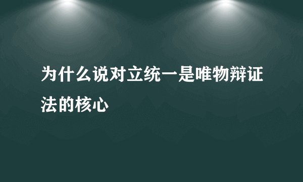 为什么说对立统一是唯物辩证法的核心