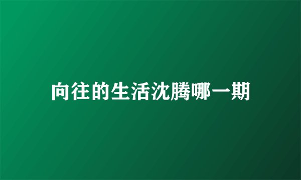 向往的生活沈腾哪一期
