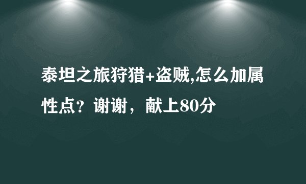 泰坦之旅狩猎+盗贼,怎么加属性点?谢谢,献上80分