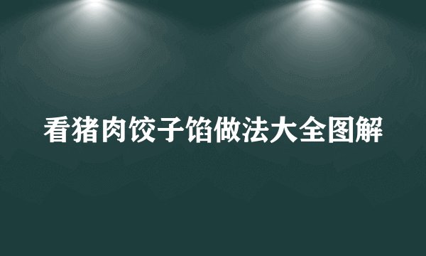看猪肉饺子馅做法大全图解