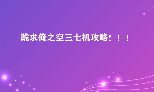 跪求俺之空三七机攻略！！！