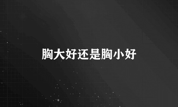 胸大好还是胸小好