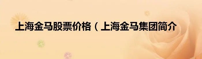 上海金马股票价格（上海金马集团简介